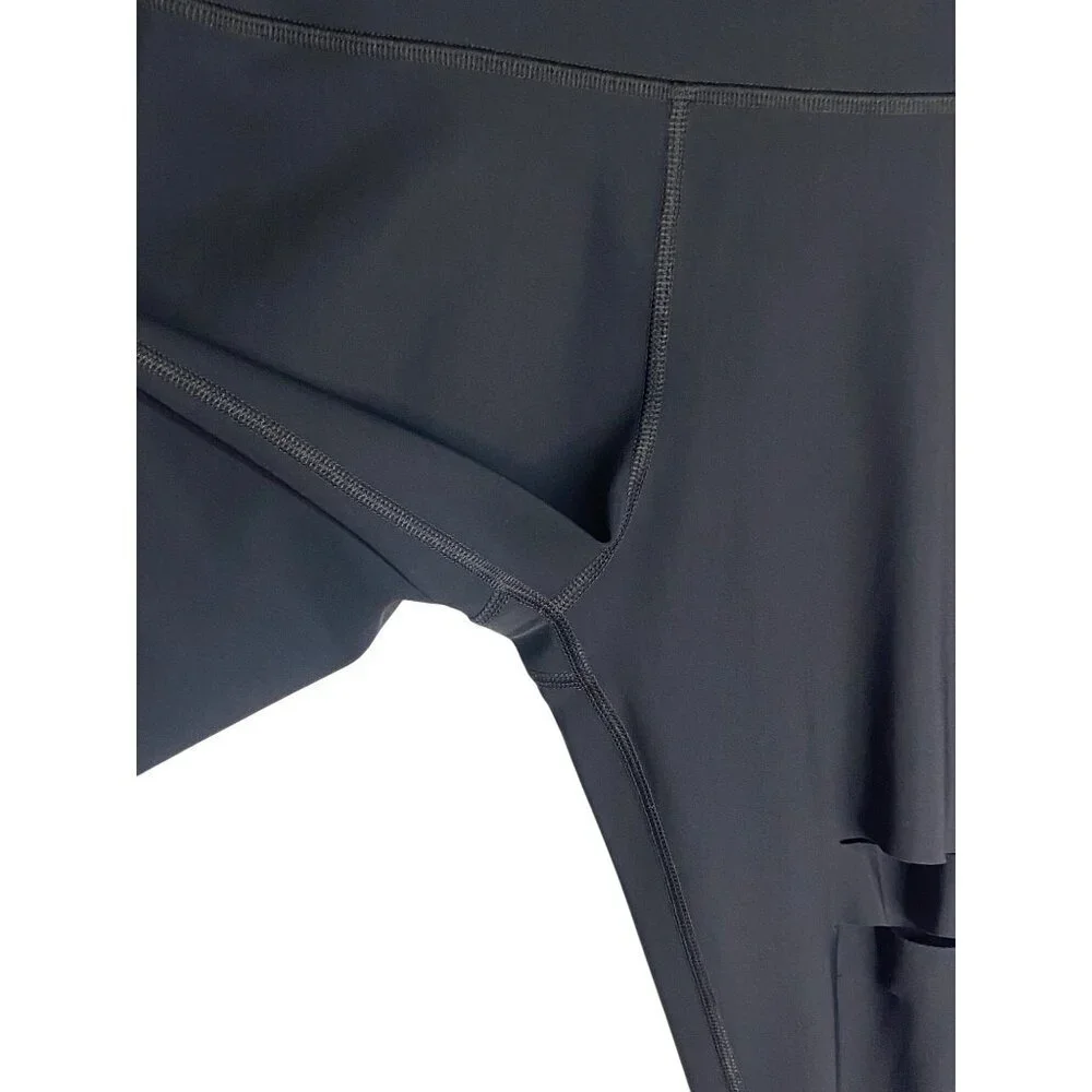 Alo Yoga High Waist Ripped Warrior Black Leggings-sz Small